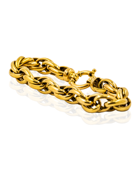 Pulsera doble eslabón ovalado 21.5cm oro 18k - Joyería Orocash
