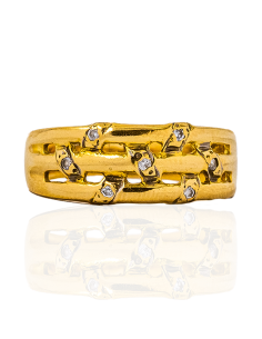 Anillo triple con circonitas oro 18k