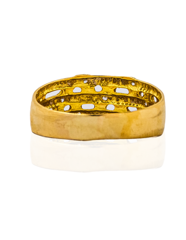 Anillo triple con circonitas oro 18k - Joyería Orocash