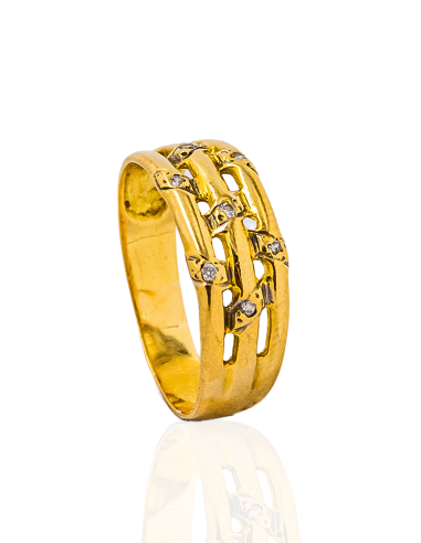 Anillo triple con circonitas oro 18k - Joyería Orocash