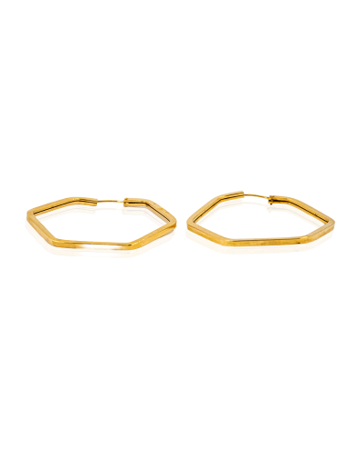 Pendientes aro hexagonales 4.4cm oro 18k - Joyería Orocash