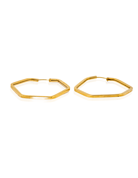 Pendientes aro hexagonales 4.4cm oro 18k - Joyería Orocash