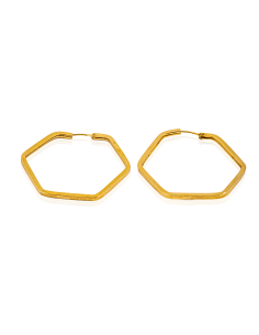 Pendientes aro hexagonales 4.4cm oro 18k - Joyería Orocash