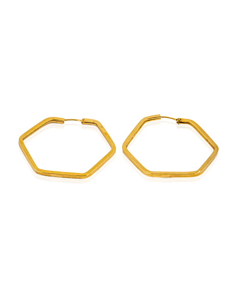 Pendientes aro hexagonales 4.4cm oro 18k - Joyería Orocash