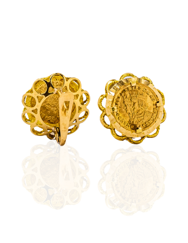 Pendientes con base moneda reyes de España Fernando e Isabel oro 18k - Joyería Orocash