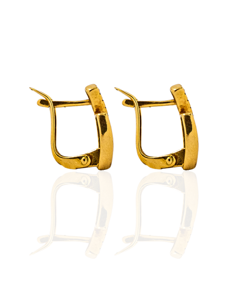 Pendientes en V cerrada con circonitas oro 18k - Joyería Orocash