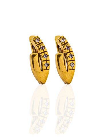 Pendientes en V cerrada con circonitas oro 18k - Joyería Orocash