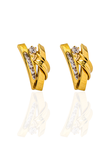 Pendientes en V con circonita central oro 18k - Joyería Orocash