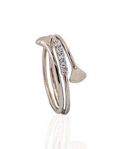 Anillo plata tres bandas ajustable circonitas | Orocash joyería 2