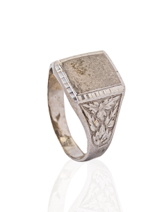 Sello plata placa cuadrada con bordes labrados | Orocash joyería 2