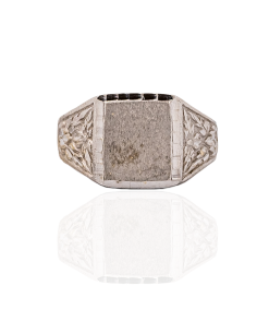 Sello plata placa cuadrada con bordes labrados | Orocash joyería