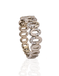 Anillo plata zigzag circonitas y liso | Orocash joyería