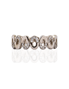 Anillo plata zigzag circonitas y liso | Orocash joyería