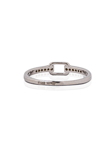 Anillo aro circonitas con silueta rectángulo central plata | Orocash joyería