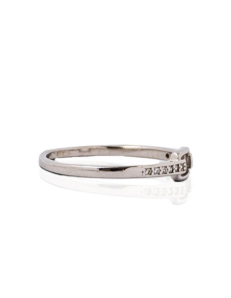 Anillo aro circonitas con silueta rectángulo central plata | Orocash joyería