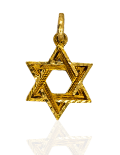 Colgante estrella de David labrada 2.4cm oro 18k - Joyería Orocash