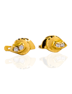 Pendientes concha satinada con dos circonitas oro 18k