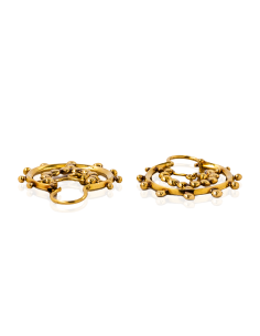 Pendientes aros planos con puntos 2.8cm oro 18k 2