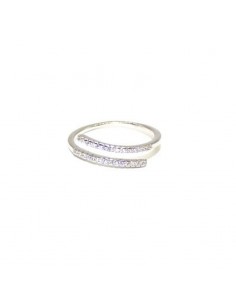 Anillo dos vueltas abierto circonitas plata 2