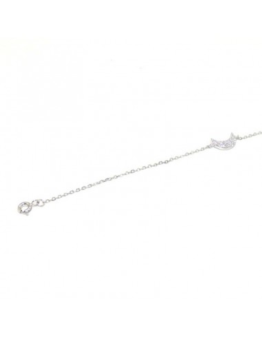 Pulsera plata luna circonitas y perla