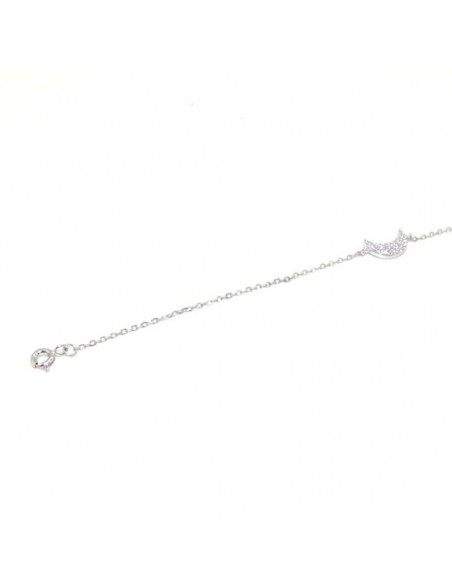 Pulsera plata luna circonitas y perla