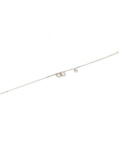 Pulsera plata dos aros y chatón circonitas 2