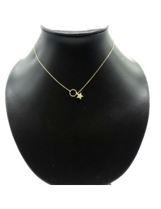 Gargantilla plata dorada aro y estrella circonitas - 43 cm