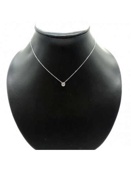 Gargantilla plata con chatón 6mm base calada