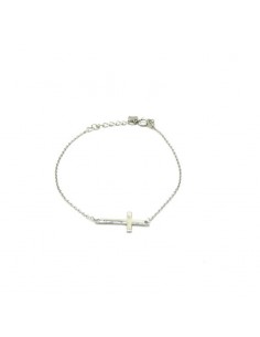 Pulsera plata cruz horizontal
