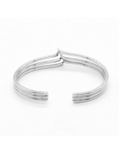 Pulsera brazalete plata rígida tres aros con pico en el centro 2