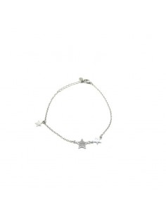Pulsera plata triple estrella pulidas y circonitas