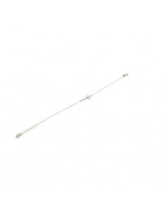 Pulsera plata cruz horizontal con circonitas 2