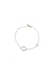 Pulsera plata doble círculo pulido y circonitas