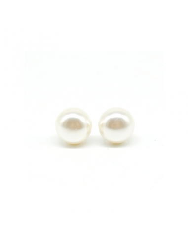 Pendientes plata media perla blanca 10mm presión