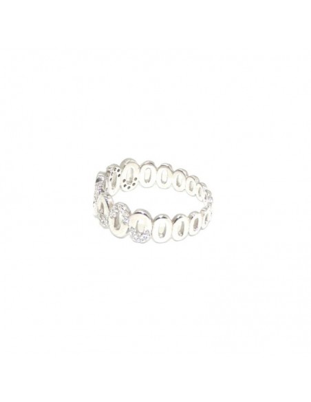 Anillo plata zigzag circonitas y liso