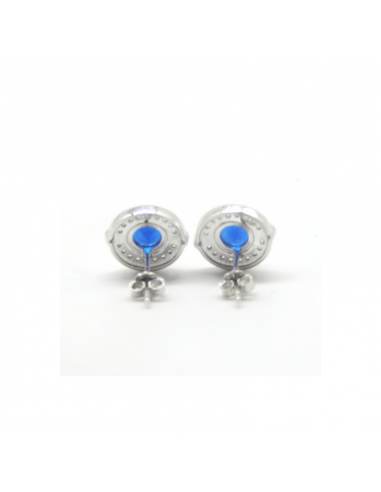 Pendientes plata rodiado circonitas 12mm zafiro