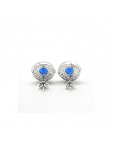 Pendientes plata rodiado circonitas 12mm zafiro