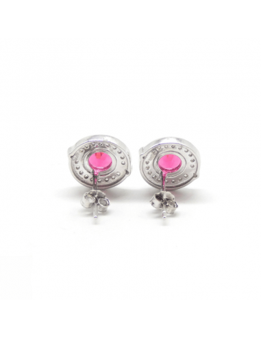 Pendientes plata rodiado circonitas 12mm rubí