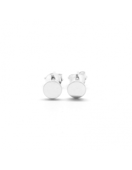 Pendientes plata lisa placa redonda 5mm