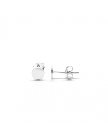 Pendientes plata lisa placa redonda 5mm