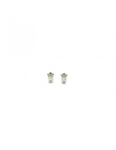 Pendientes plata bebé margarita con perla roja I Orocash Joyeria