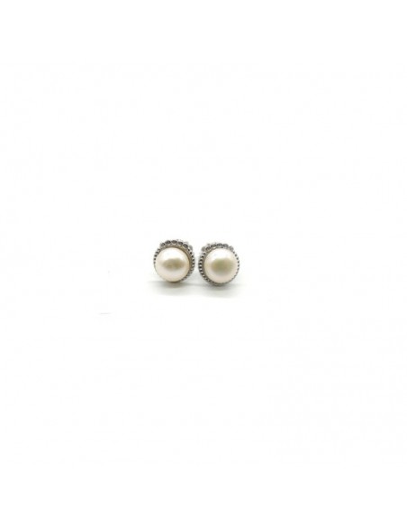 Pendientes con clip perla natural blanca  I Orocash Joyeria