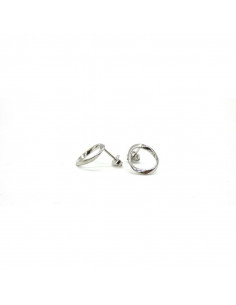 Pendientes plata rodiada círculo 12mm presión 2