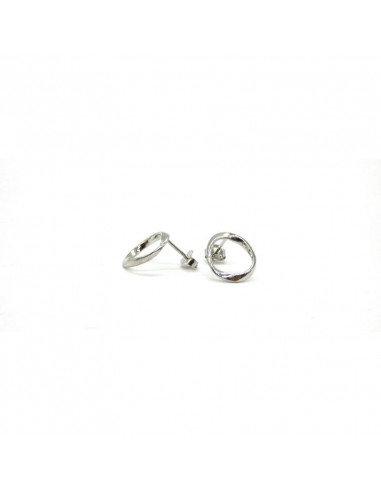 Pendientes plata rodiada círculo 12mm presión
