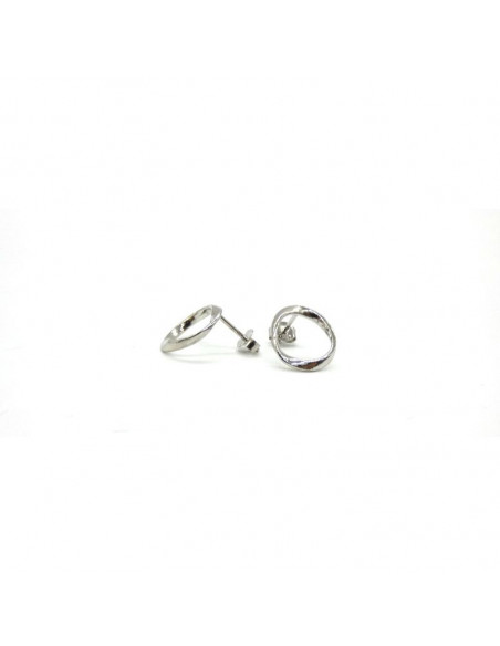 Pendientes plata rodiada círculo 12mm presión
