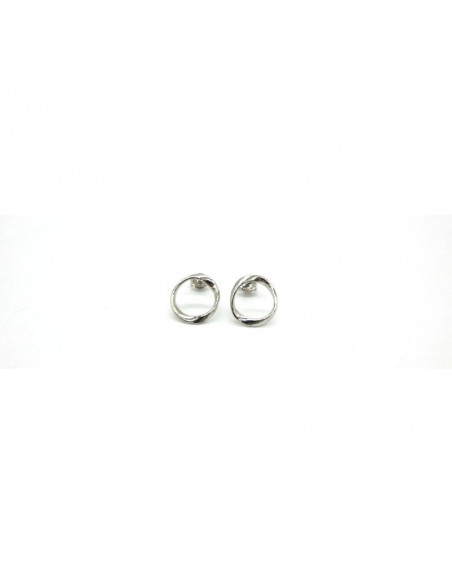 Pendientes plata rodiada círculo 12mm presión