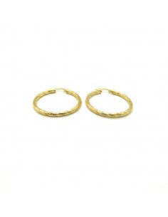 Aros rizados plata chapada oro 18k 35mm