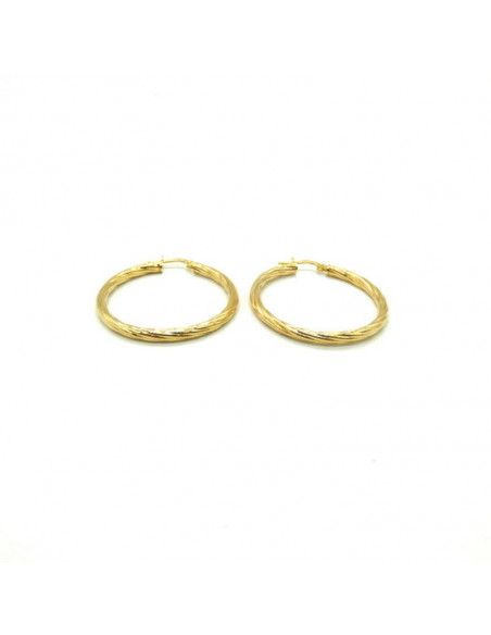 Aros rizados plata chapada oro 18k 35mm