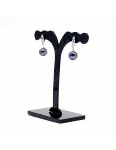 Pendientes plata perla cultivada gris circonitas I Orocash Joyería 2