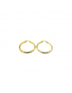 Aros tubo triangular plata chapada oro 18k 35 mm